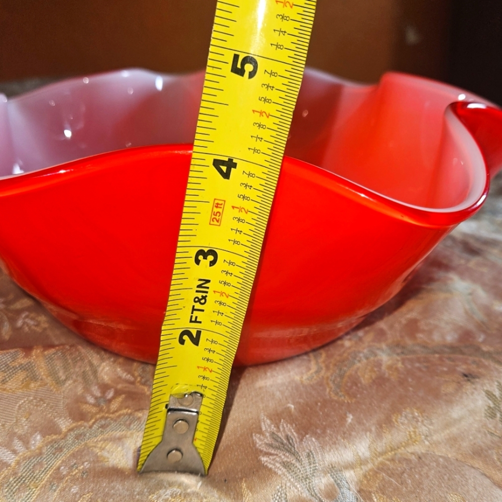 Vibrant Red Serving Bowl Murano Style